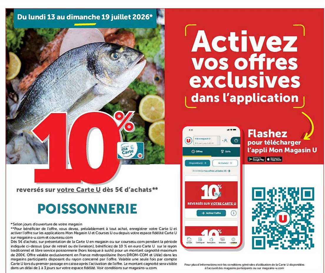 10% reversés sur votre Carte U dès 5€ d'achats** - POISSONNERIE