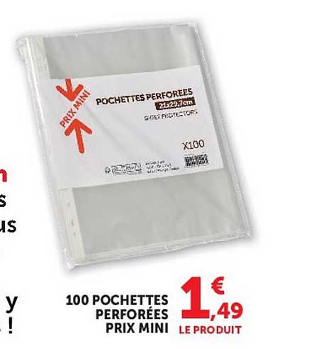 100 POCHETTES PERFORÉES PRIX MINI