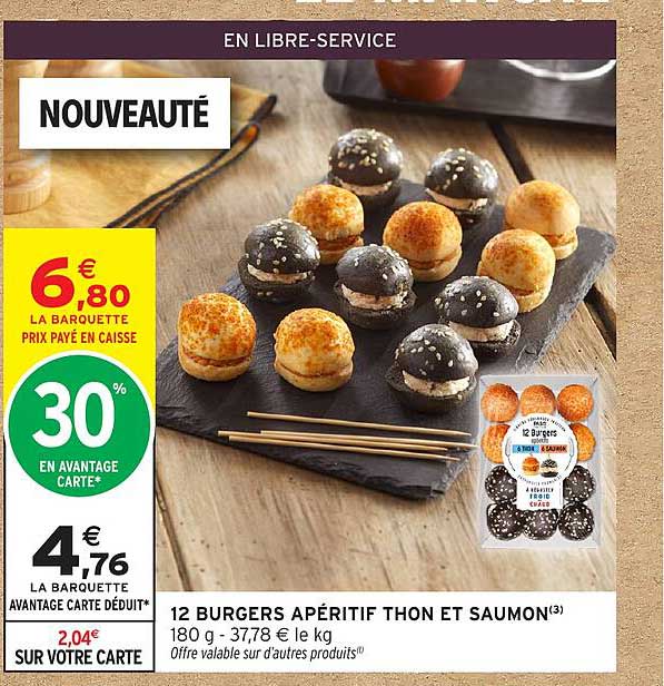 12 BURGERS APÉRITIF THON ET SAUMON