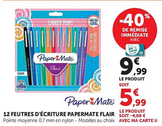 12 FEUTRES D'ÉCRITURE PAPERMATE FLAIR