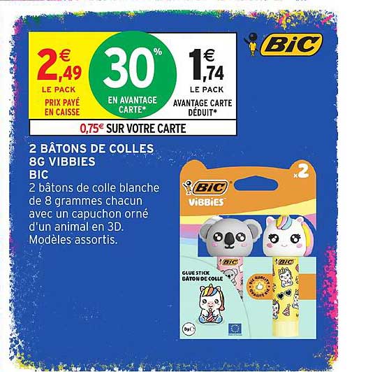 2 BÂTONS DE COLLES 8G VIBBIES BIC