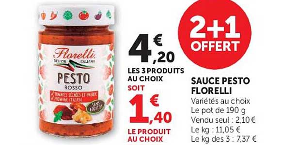 2+1 OFFERT SAUCE PESTO FLORELLI