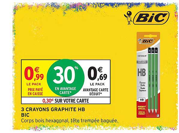3 CRAYONS GRAPHITE HB BIC