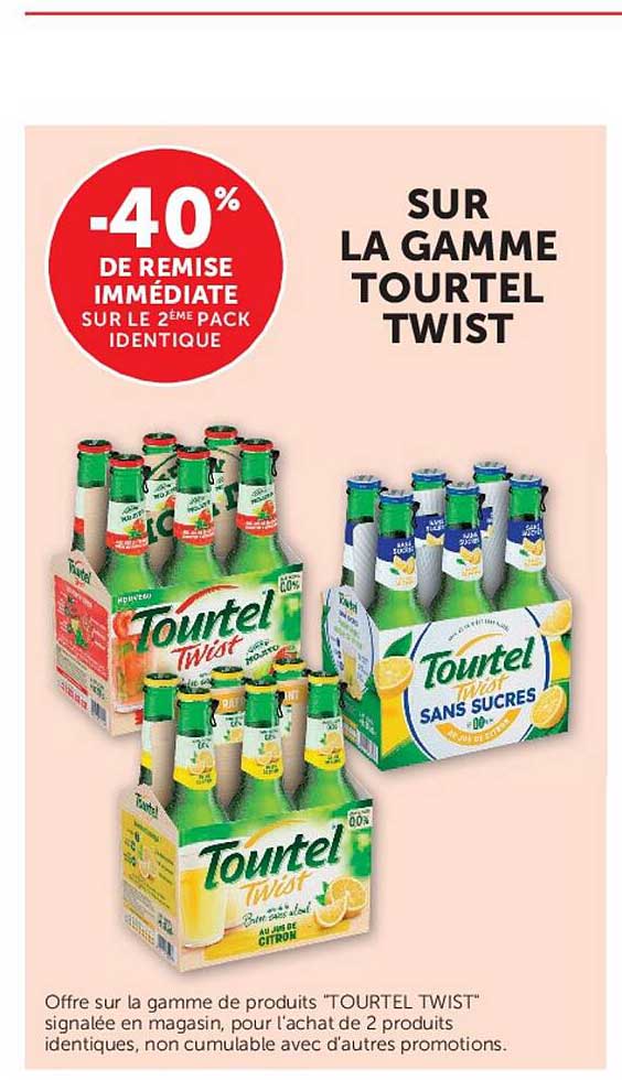 -40% DE REMISE IMMÉDIATE SUR LE 2ÈME PACK IDENTIQUE SUR LA GAMME TOURTEL TWIST