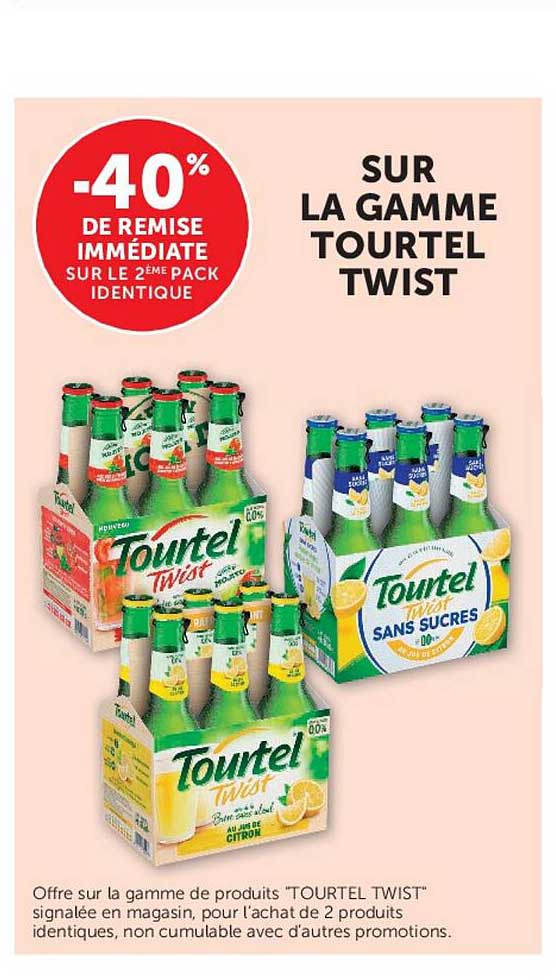 -40% DE REMISE IMMÉDIATE SUR LE 2ÈME PACK IDENTIQUE SUR LA GAMME TOURTEL TWIST