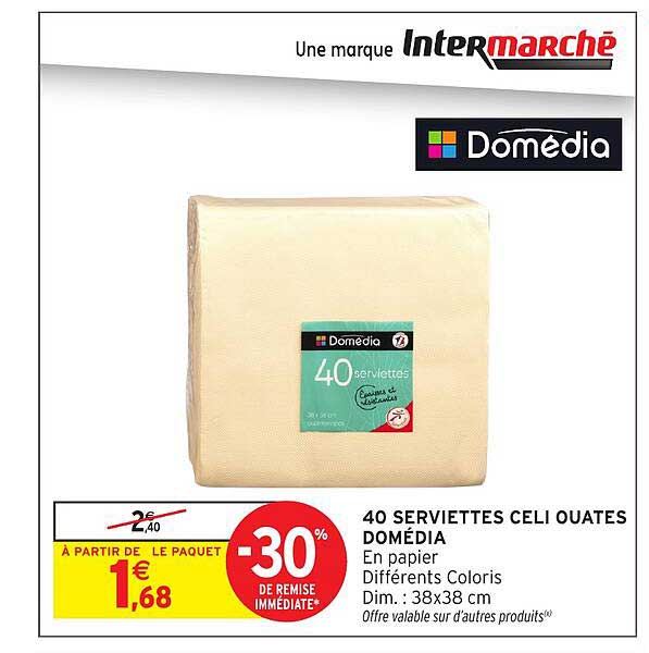 40 SERVIETTES CELI OUATES DOMÉDIA