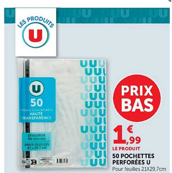 50 POCHETTES PERFORÉES U