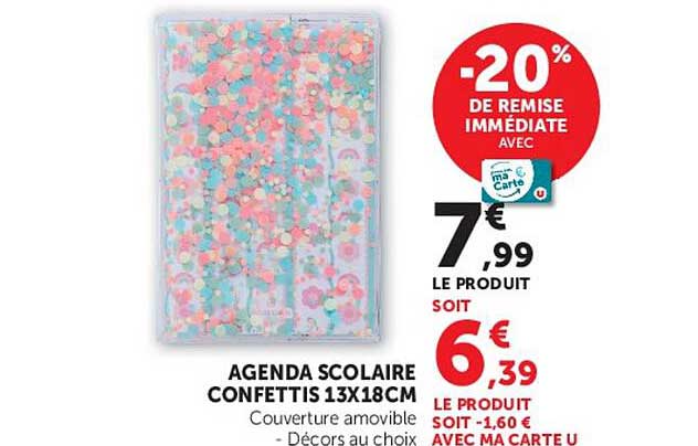 AGENDA SCOLAIRE CONFETTIS 13X18CM