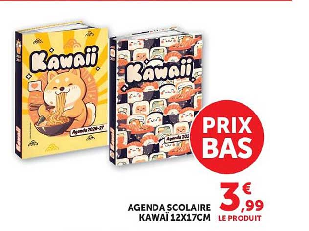 AGENDA SCOLAIRE KAWAII 12X17CM
