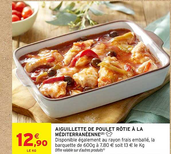 AIGUILLETTE DE POULET RÔTIE À LA MÉDITERRANÉENNE