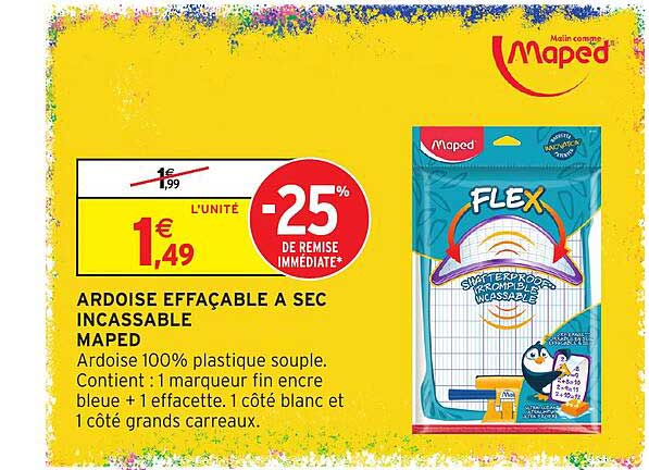 ARDOISE EFFAÇABLE A SEC INCASSABLE MAPED