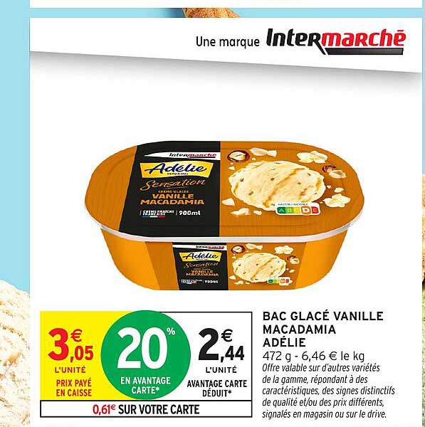 BAC GLACÉ VANILLE MACADAMIA ADÉLIE