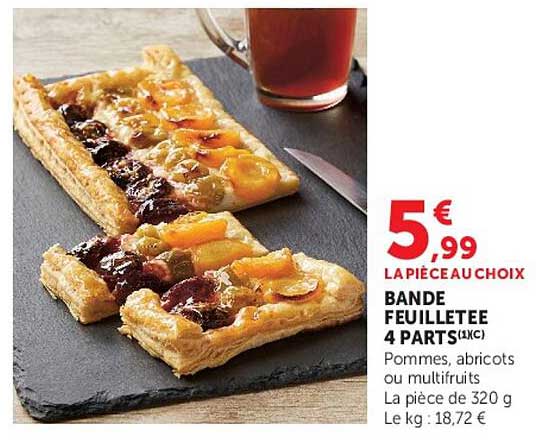 BANDE FEUILLETEE 4 PARTS (1X C) Pommes, abricots ou multifruits