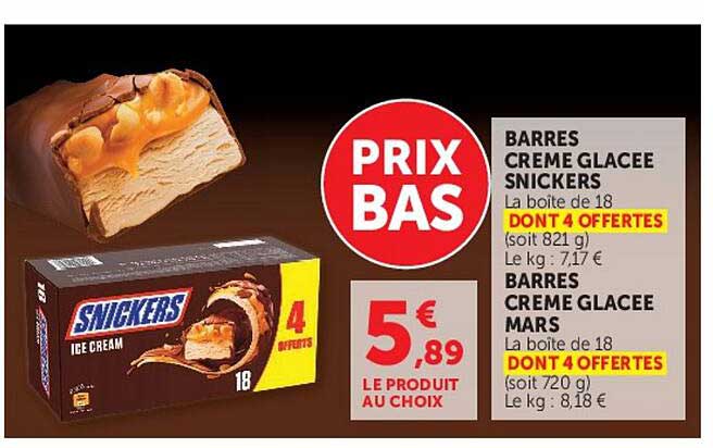 BARRES CREME GLACEE SNICKERS