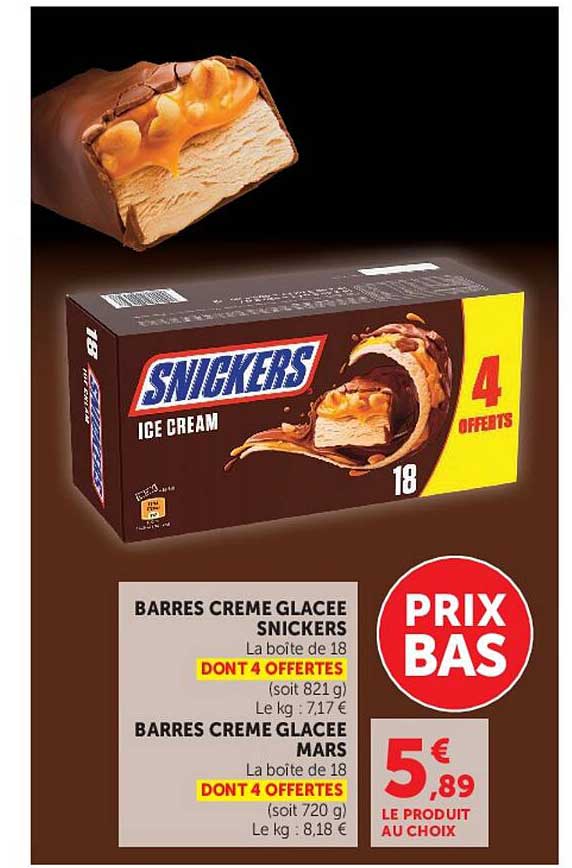 BARRES CREME GLACEE SNICKERS