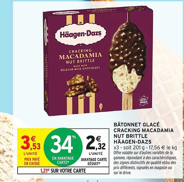 BÂTONNET GLACÉ CRACKING MACADAMIA NUT BRITTLE HÄAGEN-DAZS
