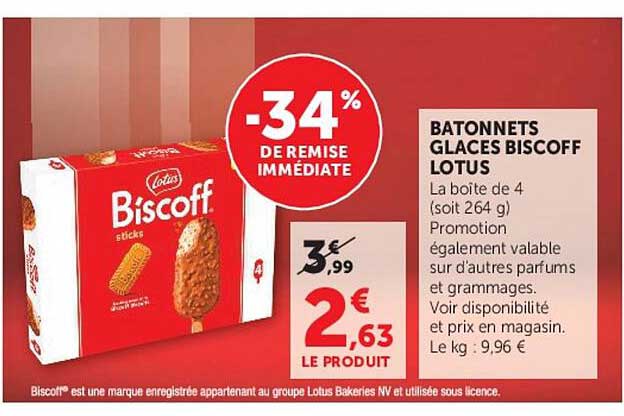 BATONNETS GLACES BISCOFF LOTUS