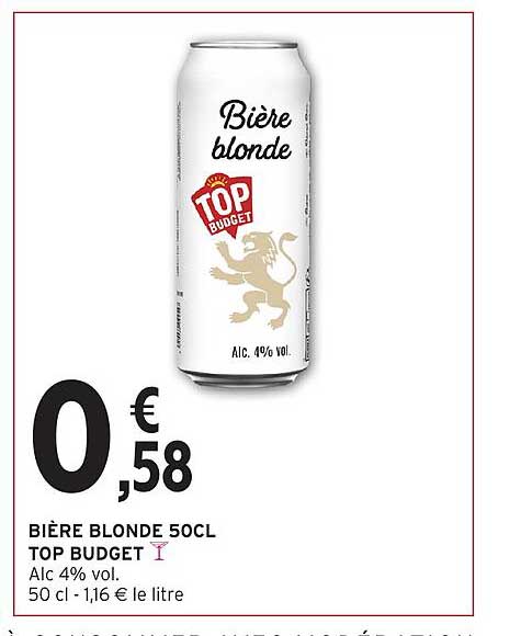 BIÈRE BLONDE 50CL TOP BUDGET