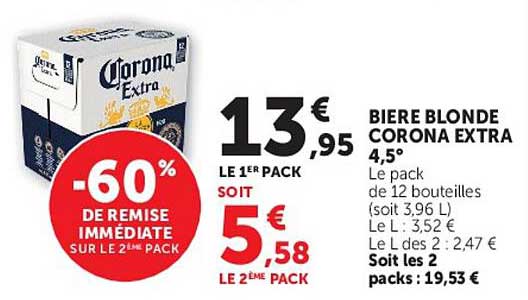 BIERE BLONDE CORONA EXTRA 4,5°