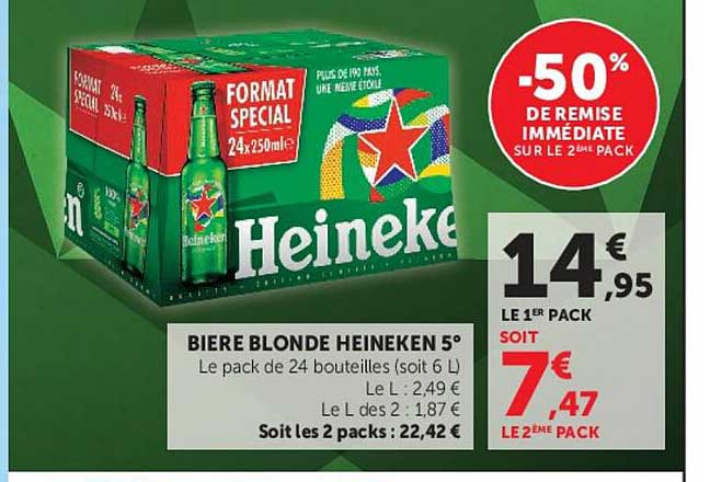 BIERE BLONDE HEINEKEN 5°