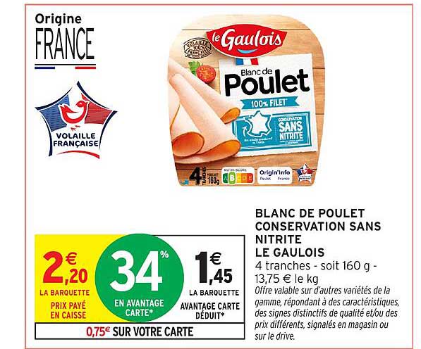 BLANC DE POULET CONSERVATION SANS NITRITE LE GAULOIS
