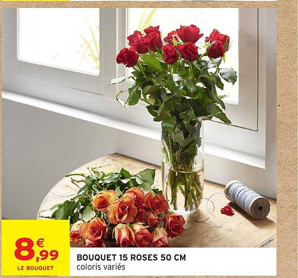 BOUQUET 15 ROSES 50 CM