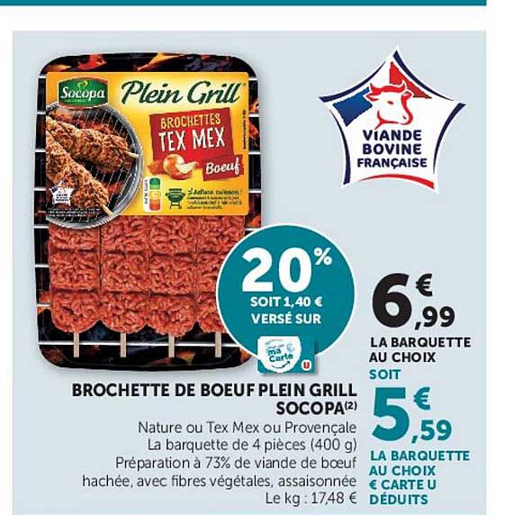 BROCHETTE DE BOEUF PLEIN GRILL SOCOPA