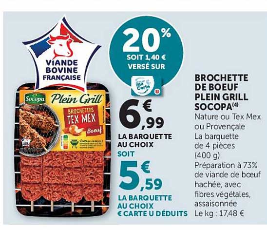 BROCHETTE DE BOEUF PLEIN GRILL SOCOPA(4)