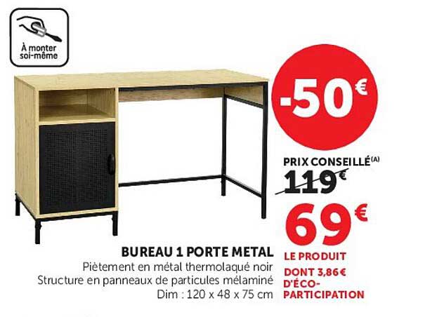 BUREAU 1 PORTE METAL