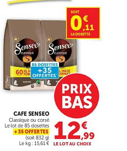 CAFE SENSEO Classique ou corsé Le lot de 85 dosettes + 35 OFFERTES