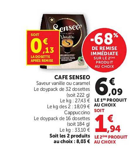 CAFE SENSEO Saveur vanille ou caramel