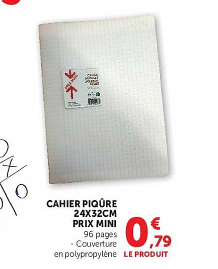 CAHIER PIQÛRE 24X32CM PRIX MINI 96 pages - Couverture en polypropylène