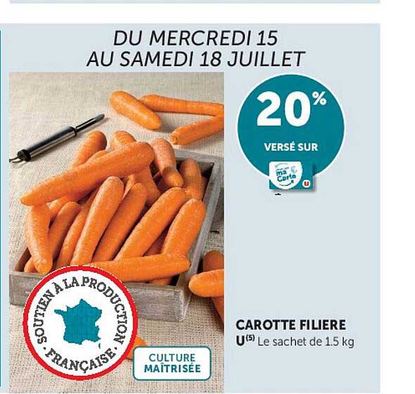 CAROTTE FILIERE U(5) Le sachet de 1.5 kg