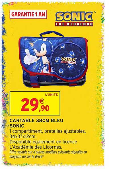 CARTABLE 38CM BLEU SONIC