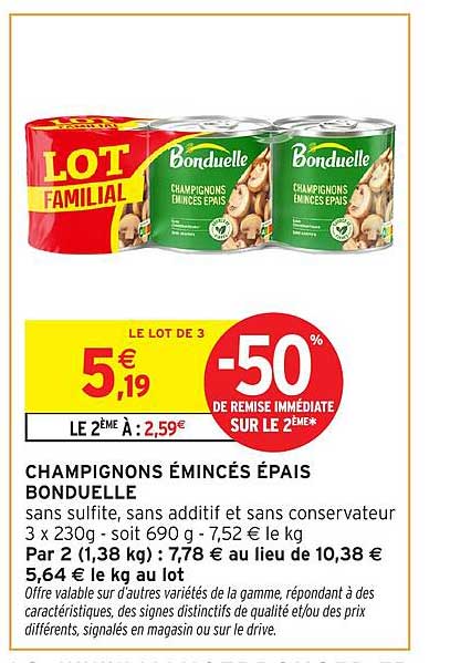 CHAMPIGNONS ÉMINCÉS ÉPAIS BONDUELLE