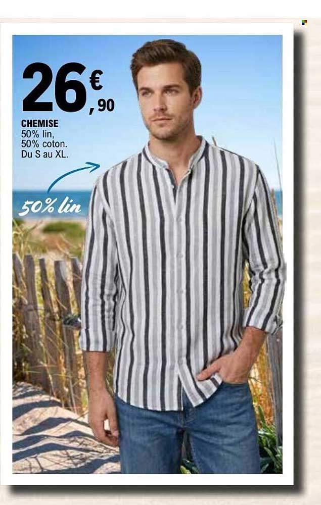CHEMISE 50% lin, 50% coton Du S au XL.