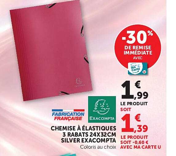 CHEMISE À ÉLASTIQUES 3 RABATS 24X32CM SILVER EXACOMPTA
