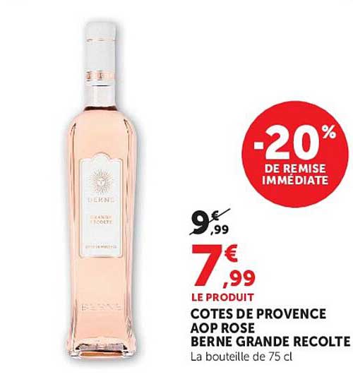 COTES DE PROVENCE AOP ROSE BERNE GRANDE RECOLTE