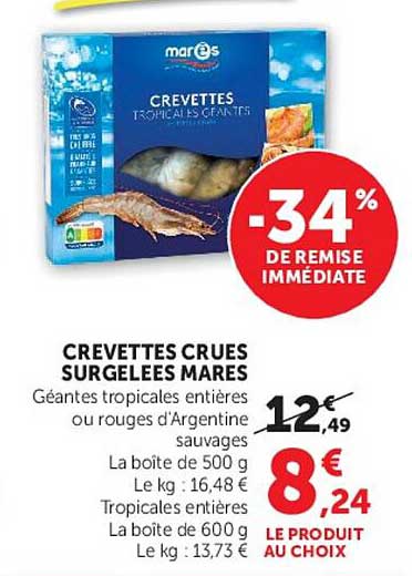 CREVETTES CRUES SURGELEES MARES