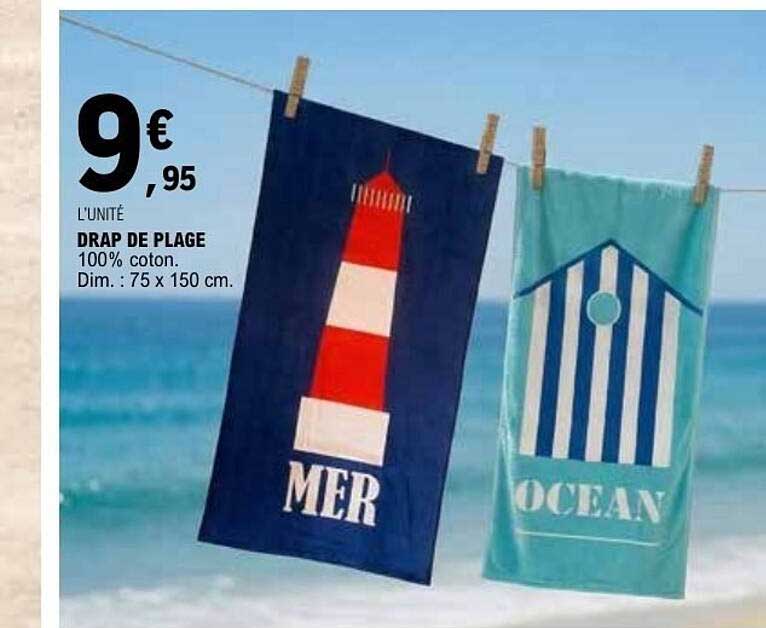 DRAP DE PLAGE 100% coton. Dim. : 75 x 150 cm.