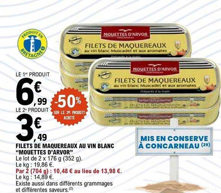 FILETS DE MAQUEREAUX AU VIN BLANC "MOUETTES D’ARVOR"