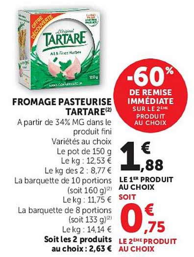 FROMAGE PASTEURISE TARTARE