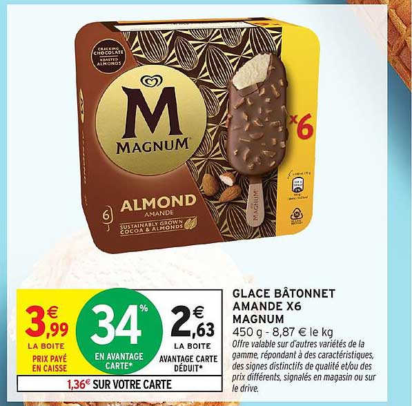 GLACE BÂTONNET AMANDE X6 MAGNUM