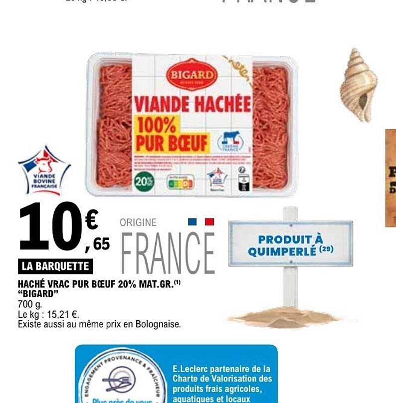 HACHÉ VRAC PUR BŒUF 20% MAT.GR. "BIGARD"