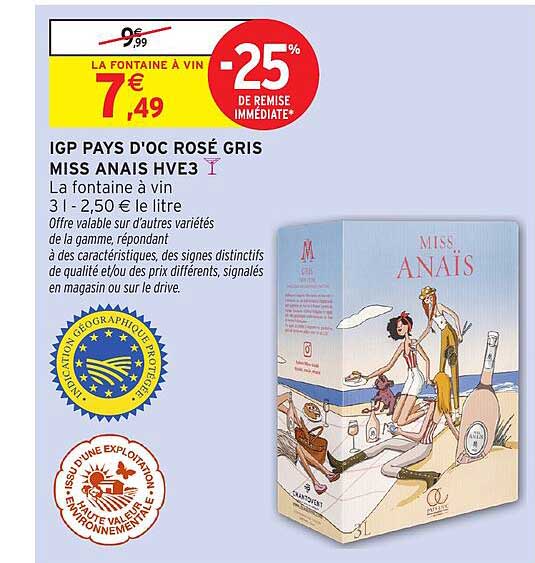 IGP PAYS D'OC ROSÉ GRIS MISS ANAIS HVE3