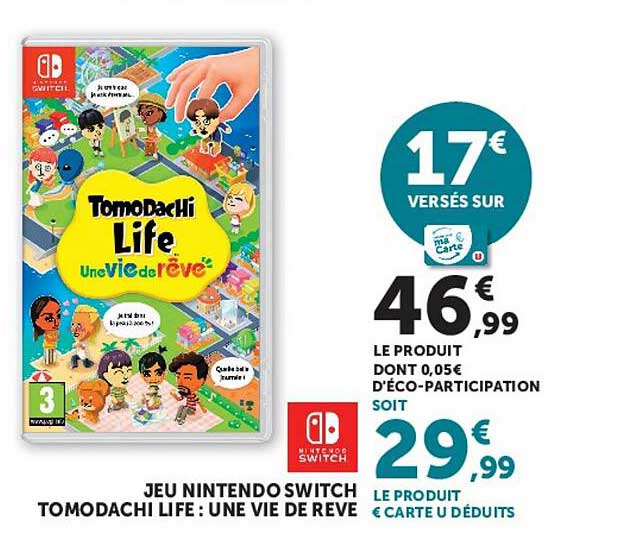 JEU NINTENDO SWITCH TOMODACHI LIFE : UNE VIE DE REVE