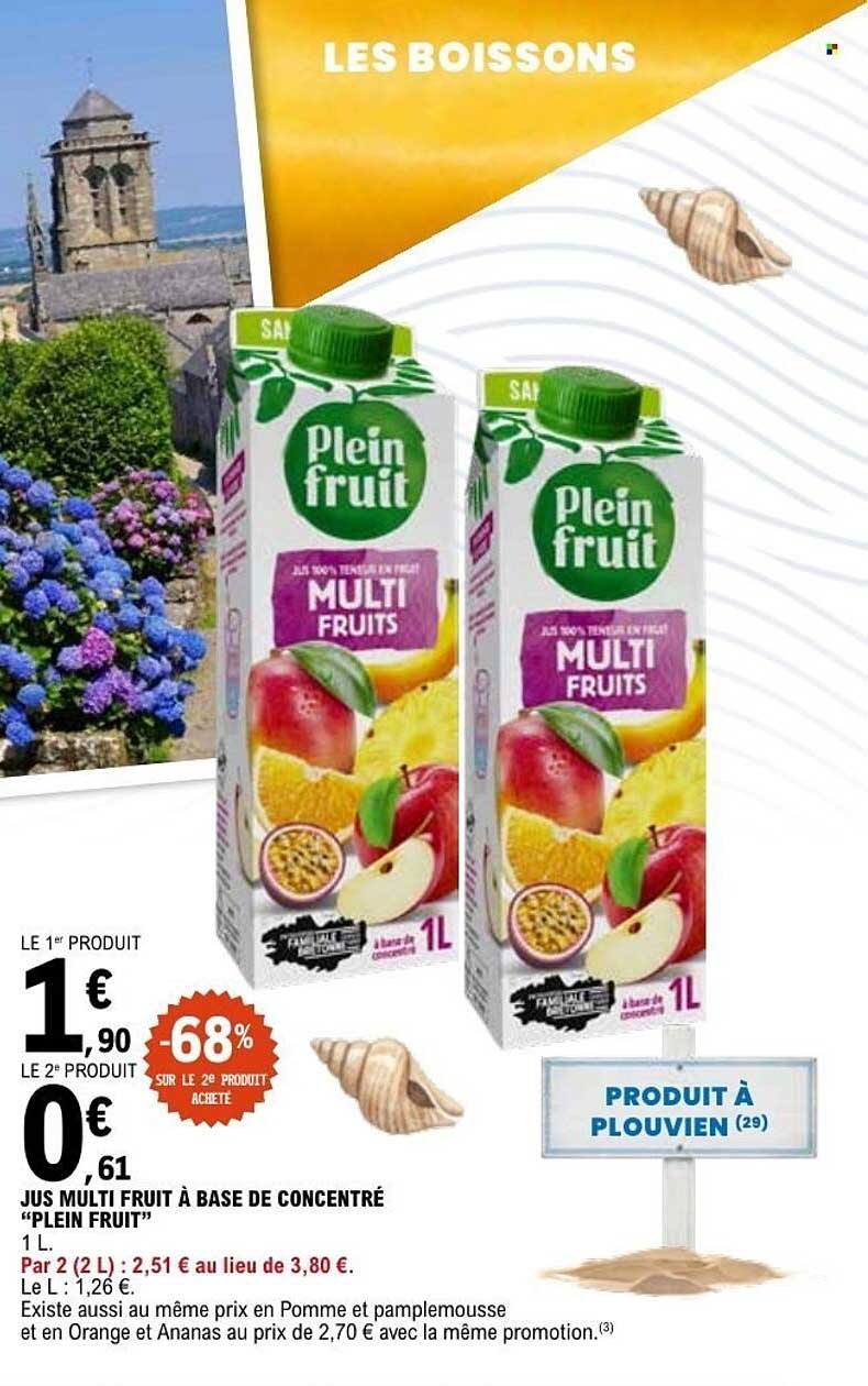 JUS MULTI FRUIT À BASE DE CONCENTRÉ “PLEIN FRUIT” 1 L.