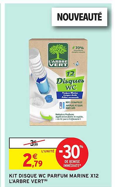 KIT DISQUE WC PARFUM MARINE X12 L'ARBRE VERT(b)