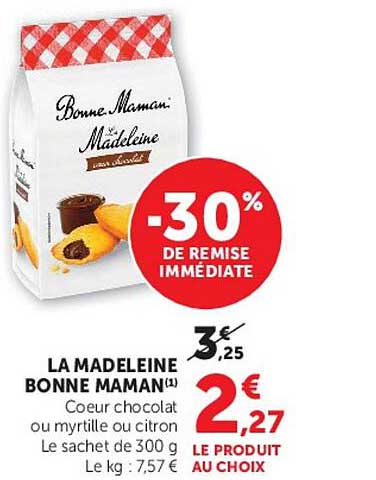 LA MADELEINE BONNE MAMAN(1) Coeur chocolat ou myrtille ou citron