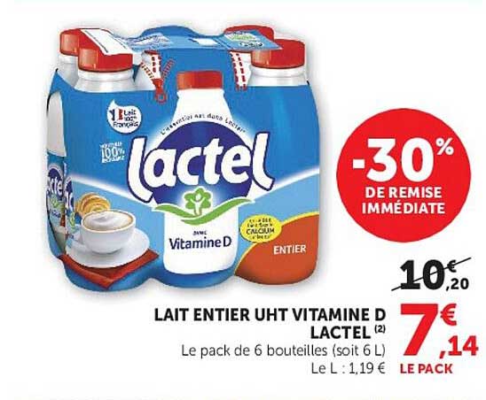LAIT ENTIER UHT VITAMINE D LACTEL